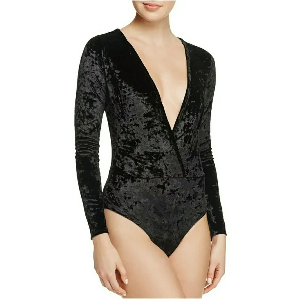 Sadie and Sage Crushed Velvet Velour Bodysuit - Picture 1 of 4